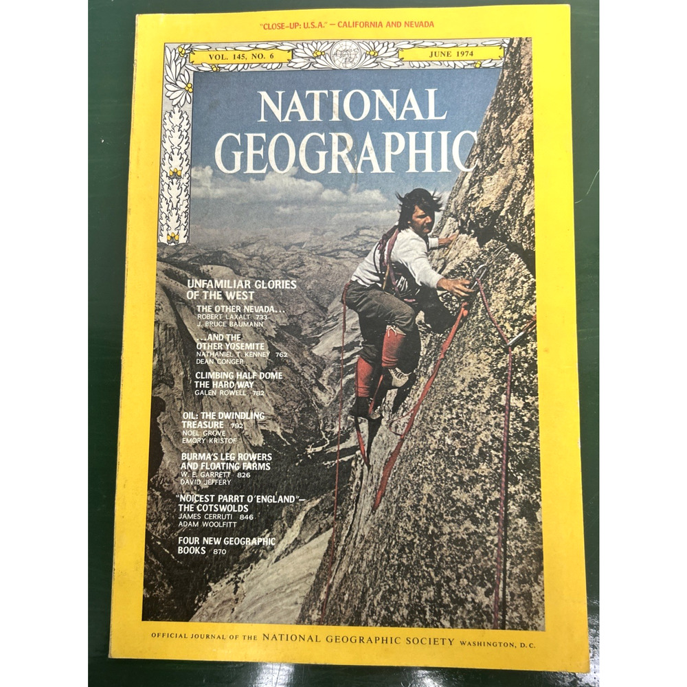 June 1974 National Geographic Magazine MISSING MAP The West Oil Yosemite Nevada